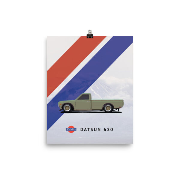 Datsun 620 Poster - Mt. Fuji - Green Long Bed Wide Body - Image 2