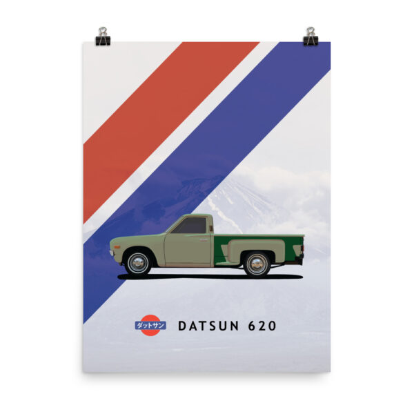 Datsun 620 Poster - Mt. Fuji - Green Stepside